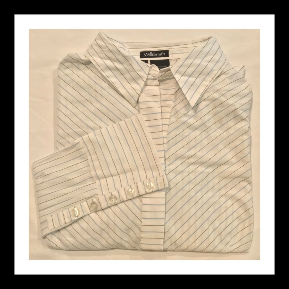 Long Sleeve Button Down Diagonal Stripe Top